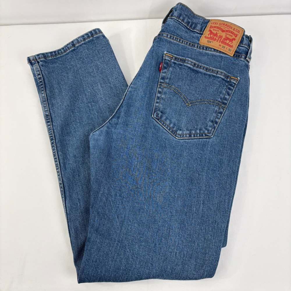 Levis‎ 514 Straight Leg Mens Jeans Medium Wash Blue Denim 5-Pocket 33x32 (33x31)